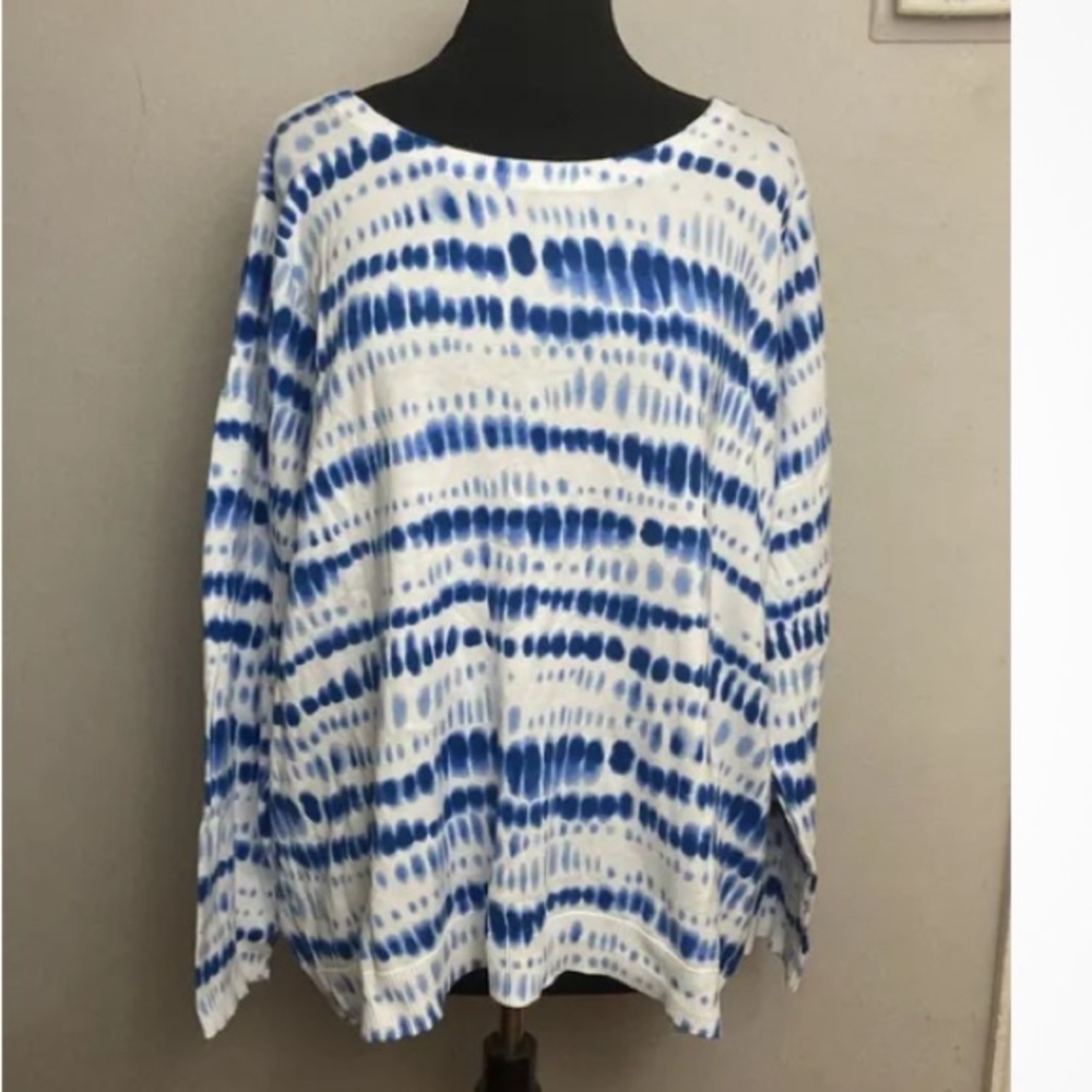2-14 Woman Within Tie Dye Sweater blue White 2x  26 28